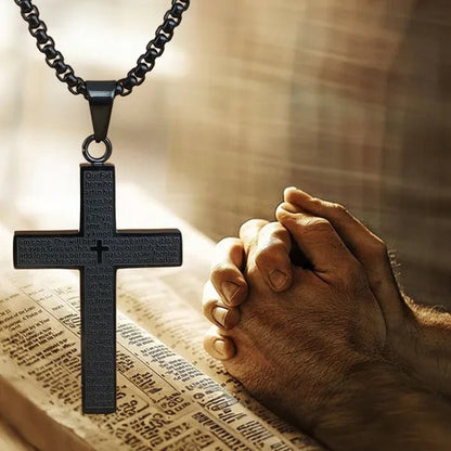 ✝️Lord's Prayer Scibble Cross Necklace