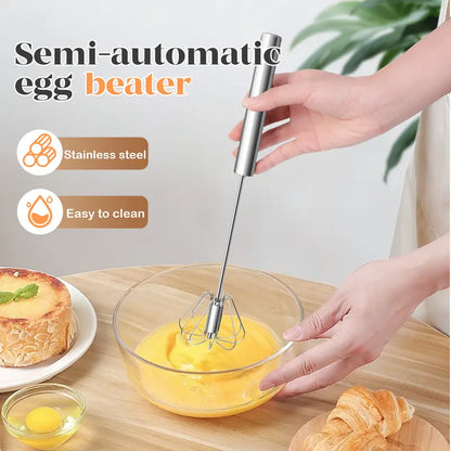 🥄✨ 10 inch Stainless Steel Hand-Push Rotary Whisk – Effortless Mixing in Seconds!