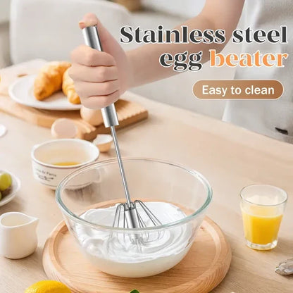 🥄✨ 10 inch Stainless Steel Hand-Push Rotary Whisk – Effortless Mixing in Seconds!